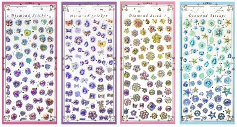 11022 Diamond Gel Stickers-12 Assorted Stickers-12
