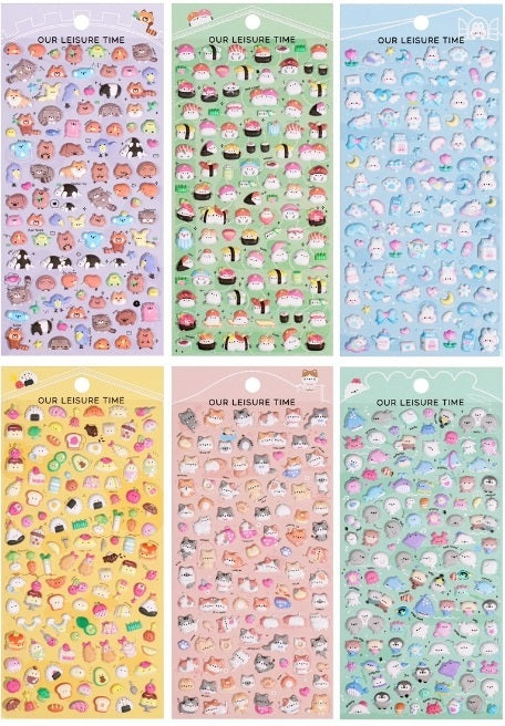 11023 Tiny Animal Food Court Puffy Assorted Stickers-12