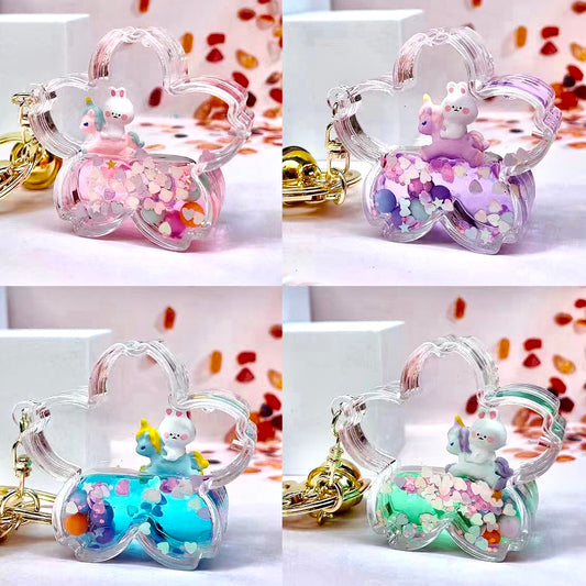 12110 UNICORN BUNNY FLOWER FLOATY KEY CHARM-12