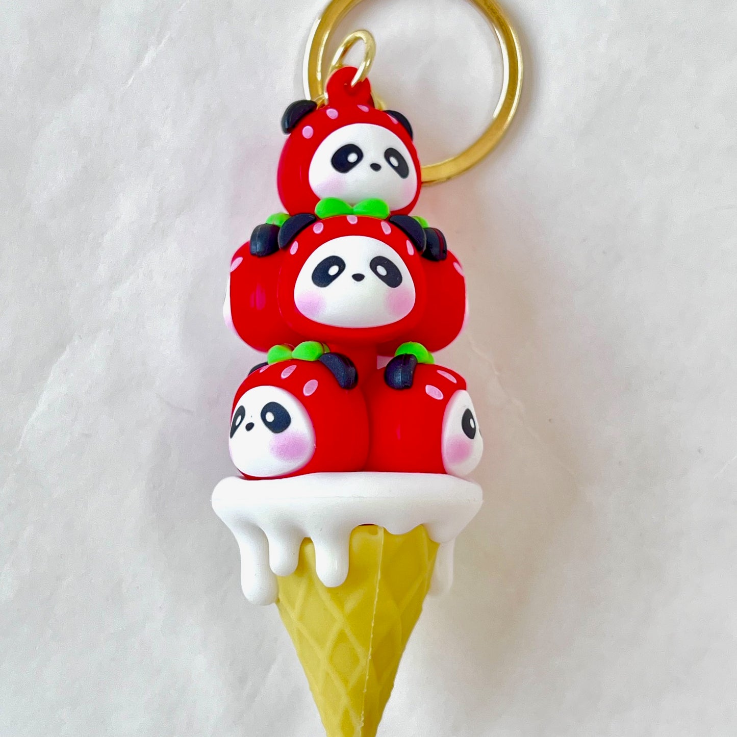 X 12171 PANDA STRAWBERRY FAMILY KEY CHARM-DISCONTINUED
