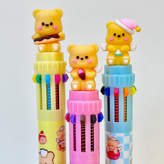 23036 Cute Bear 10-Color Retractable Ball Pen-36