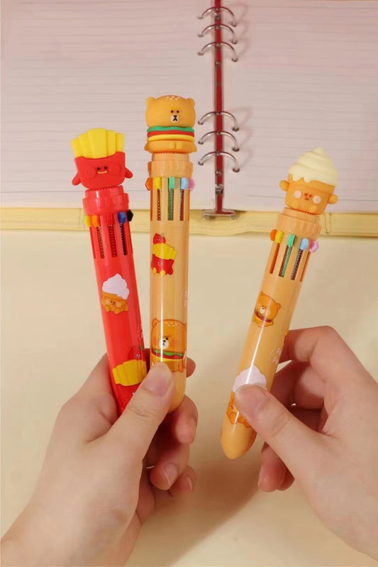 23009 FAST FOOD 10-COLOR RETRACTABLE BALL PEN-36