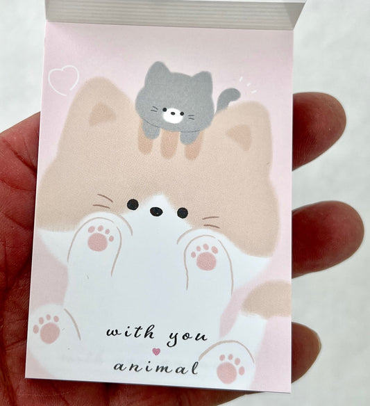X 210859 Kamio Cat and Kitten Neko with you Mini Notepad-DISCONTINUED