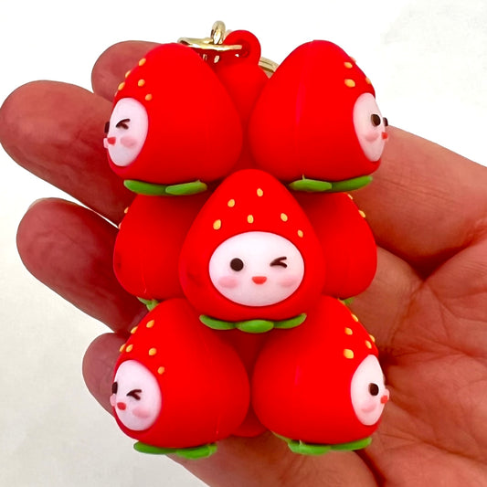 X 12146 STRAWBERRY FAMILY KEY CHARM-DISCONTINUED