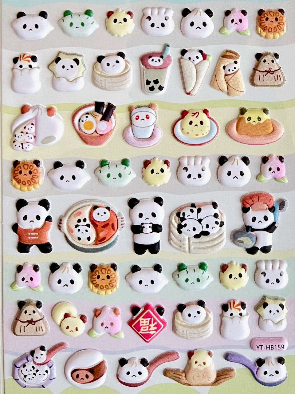 11033 Panda Food Puffy Stickers-10