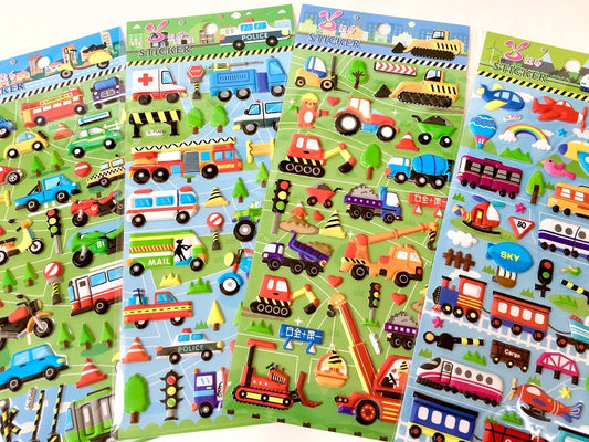 X 10124-Trucks and Trains Puffy Sticker-DISCONTINUED
