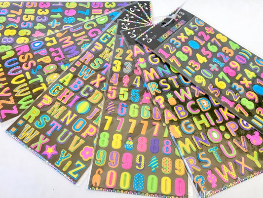 X 10133 NEON ALPHABET NUMBER PUFFY STICKERS-DISCONTINUED