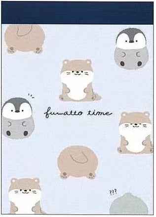 X 104553 Otter & Penguin Fuwatto Time CRUX Mini Notepad-DISCONTINUED