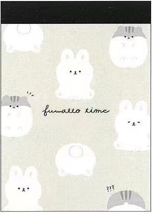 X 104554 Bunny & Hamster Fuwatto Time CRUX Mini Notepad-DISCONTINUED