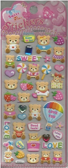 X 10252 SWEET BEAR CRYSTAL PUFFY STICKERS-DISCONTINUED