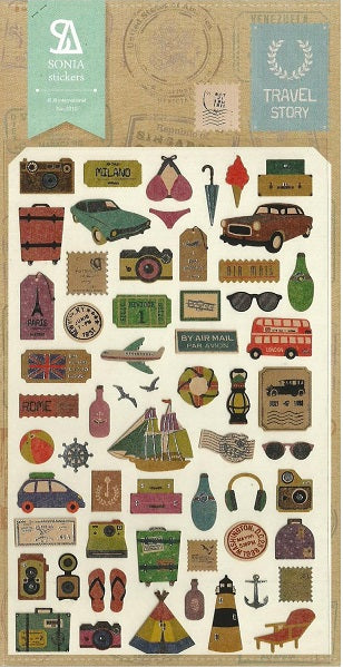 X 02010 Travel Story Kraft Sticker-DISCONTINUED