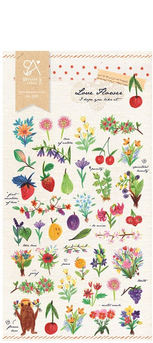 02035 LOVE FLOWER Korean Paper Sticker-12