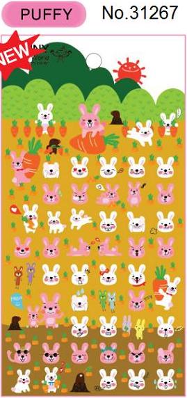 X 31267 RABBIT SOFT PUFFY STICKERS-DISCONTINUED