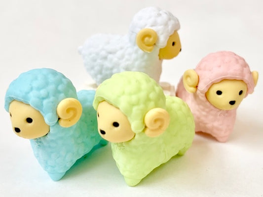 X 38022 IWAKO SHEEP ERASERS-4 COLORS-DISCONTINUED