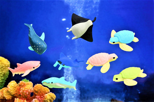 382501 ASSORTED AQUARIUM ANIMAL ERASERS-30