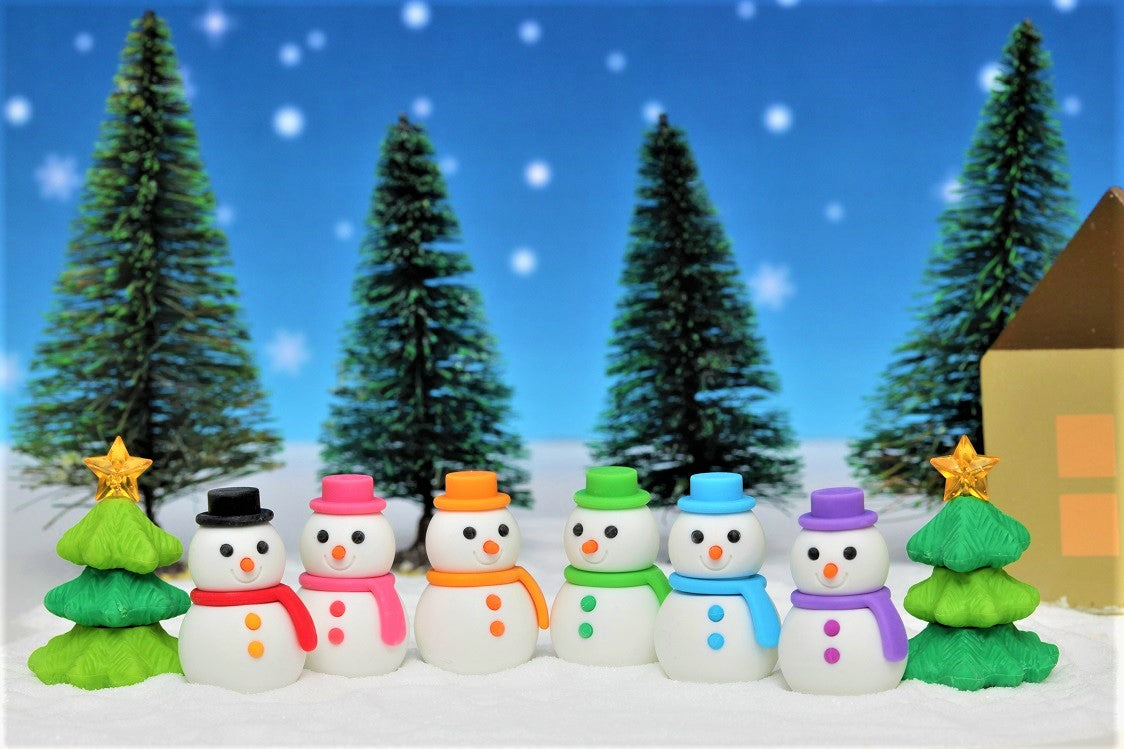 Christmas Snowman Blister Eraser With White Background Stock Photo