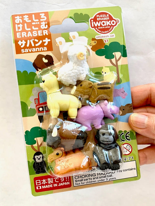382901 IWAKO SAVANNA ERASERS CARD-SINGLE