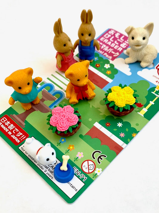 38291 IWAKO ANIMAL PARK ERASERS CARD-10 CARDS