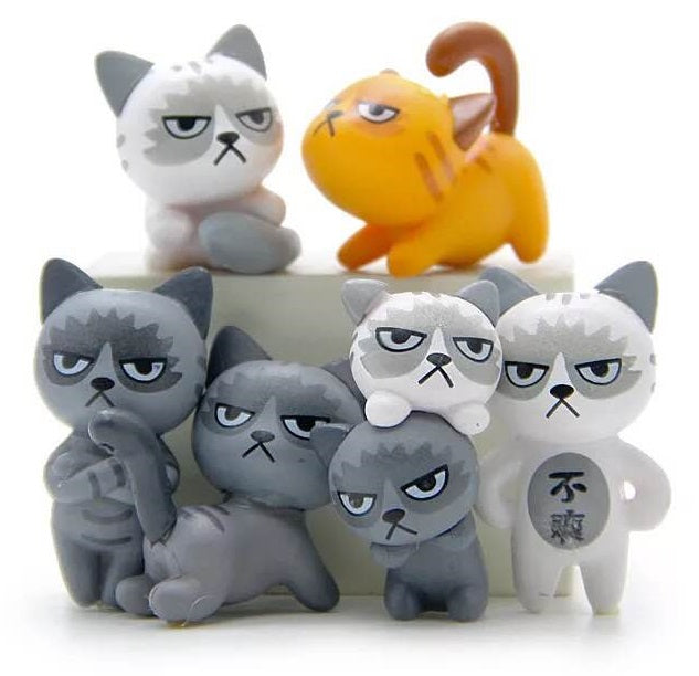 8PCS Small Black White Cat Figurines - InewTeck