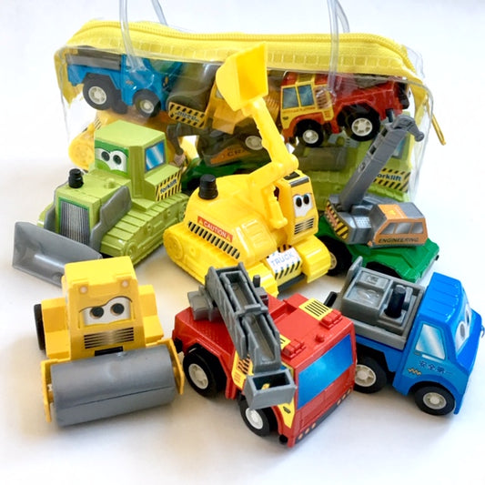 X 72010 6 PLASTIC PULLBACK TRUCKS IN A BAG-DISCONTINUED