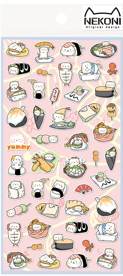 X 85034 SUSHI CAT FLAT STICKERS-DISCONTINUED