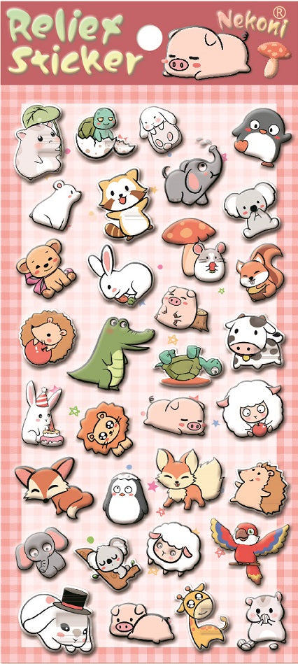 X 85342 ANIMALS PUFFY STICKER-DISCONTINUED