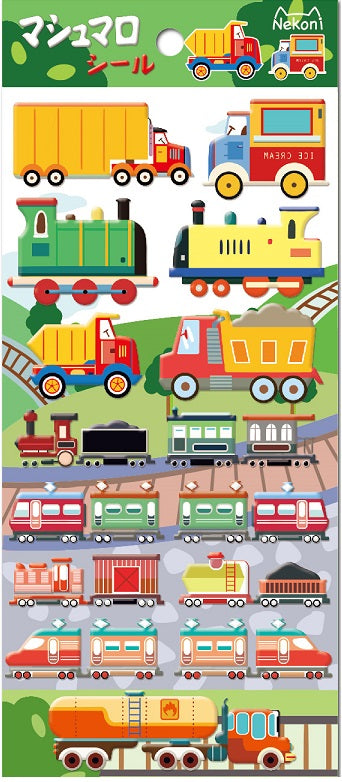 X 85937 TRAINS PUFFY STICKERS-DISCONTINUED