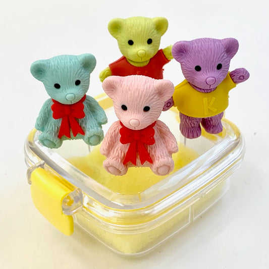 X 38448 IWAKO 4 BEAR ERASERS IN A BOX-DISCONTINUED