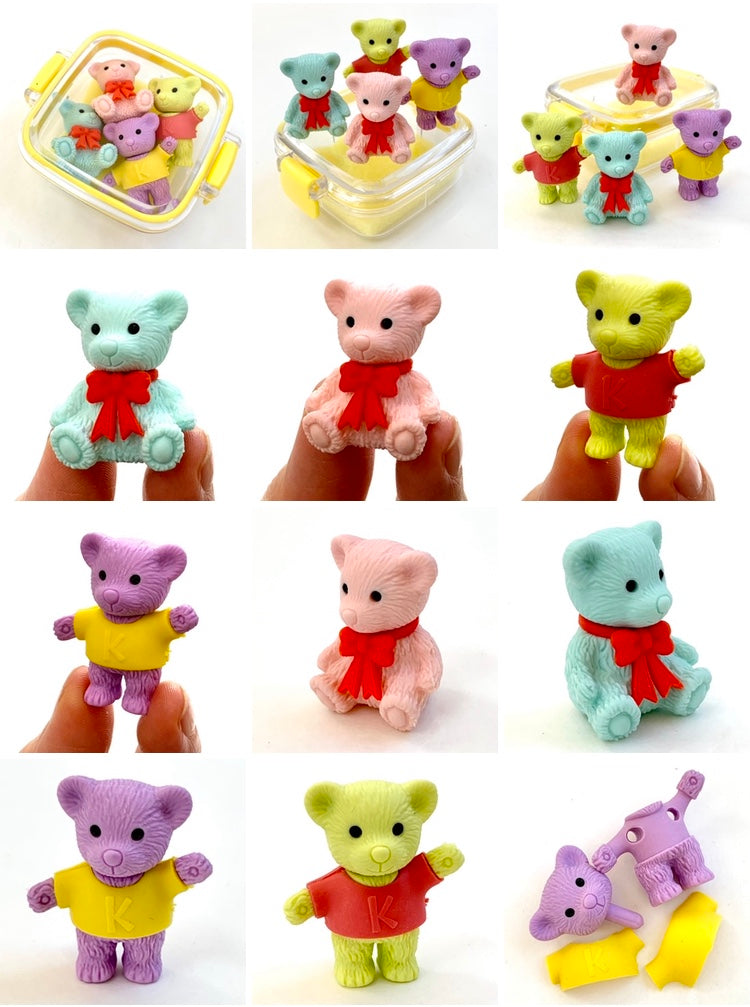 X 384481 IWAKO 4 BEAR ERASERS IN A BOX-DISCONTINUED