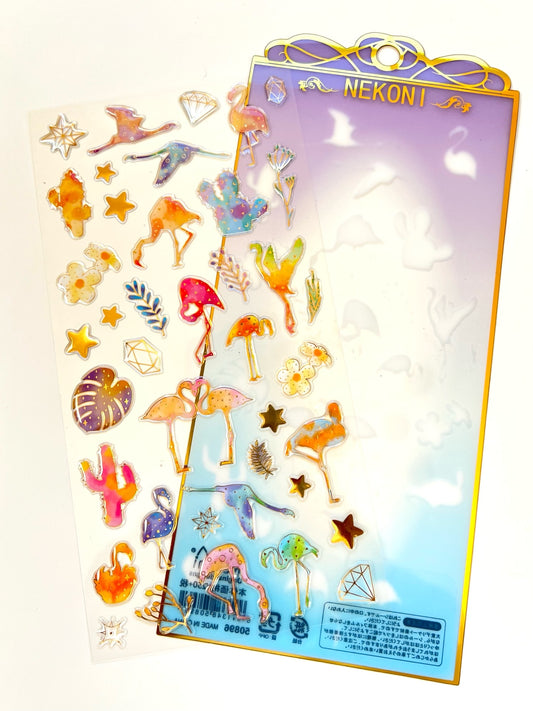 50896 FLAMINGO CRYSTAL GEL STICKER-10