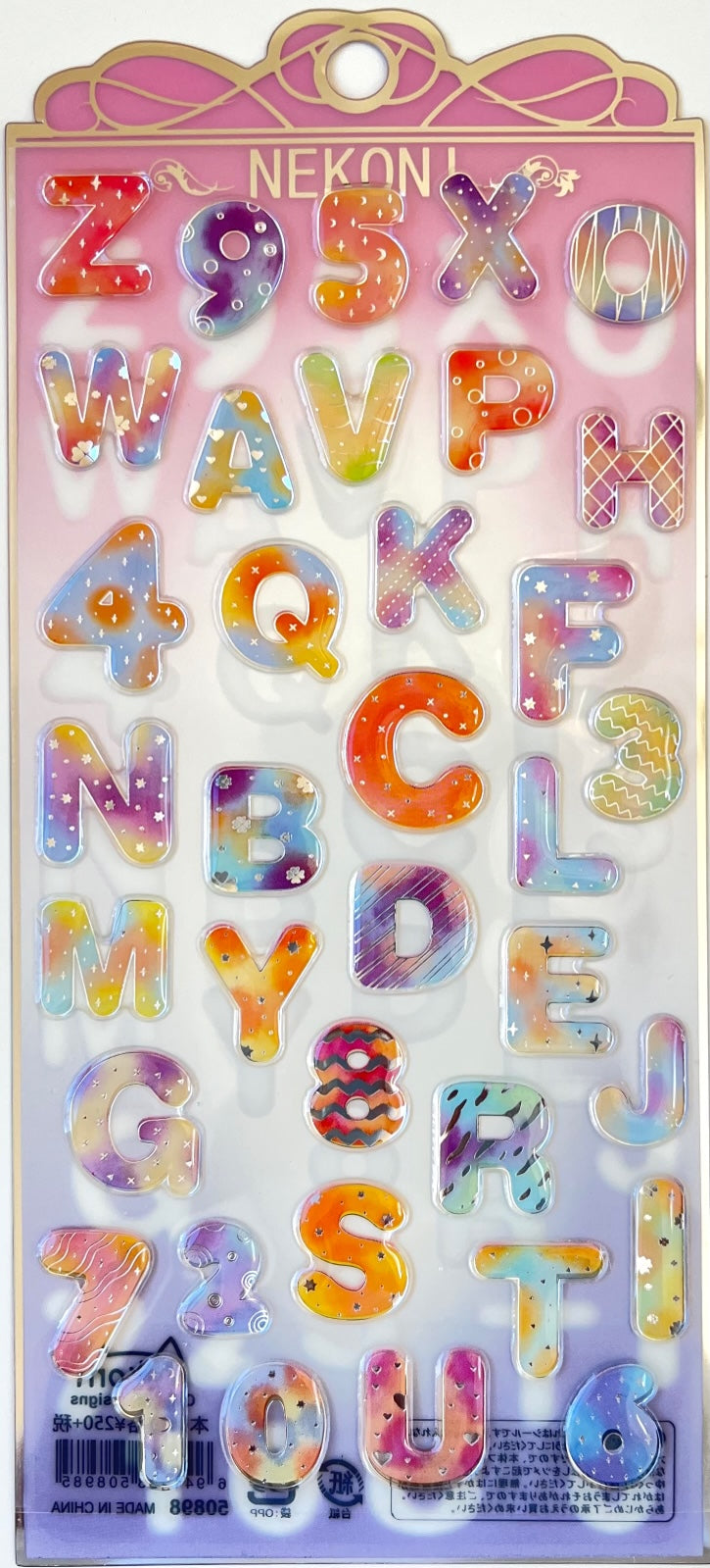 50898 RAINBOW LETTERS CRYSTAL GEL STICKER-10