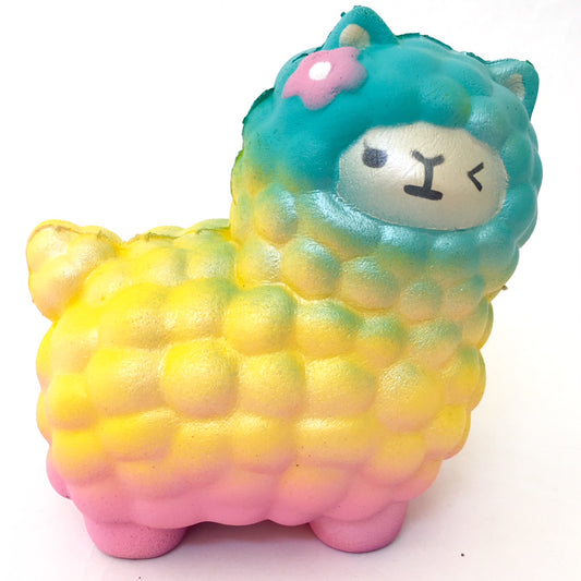 83238 RAINBOW LLAMA SQUISH-soft slowrise-6