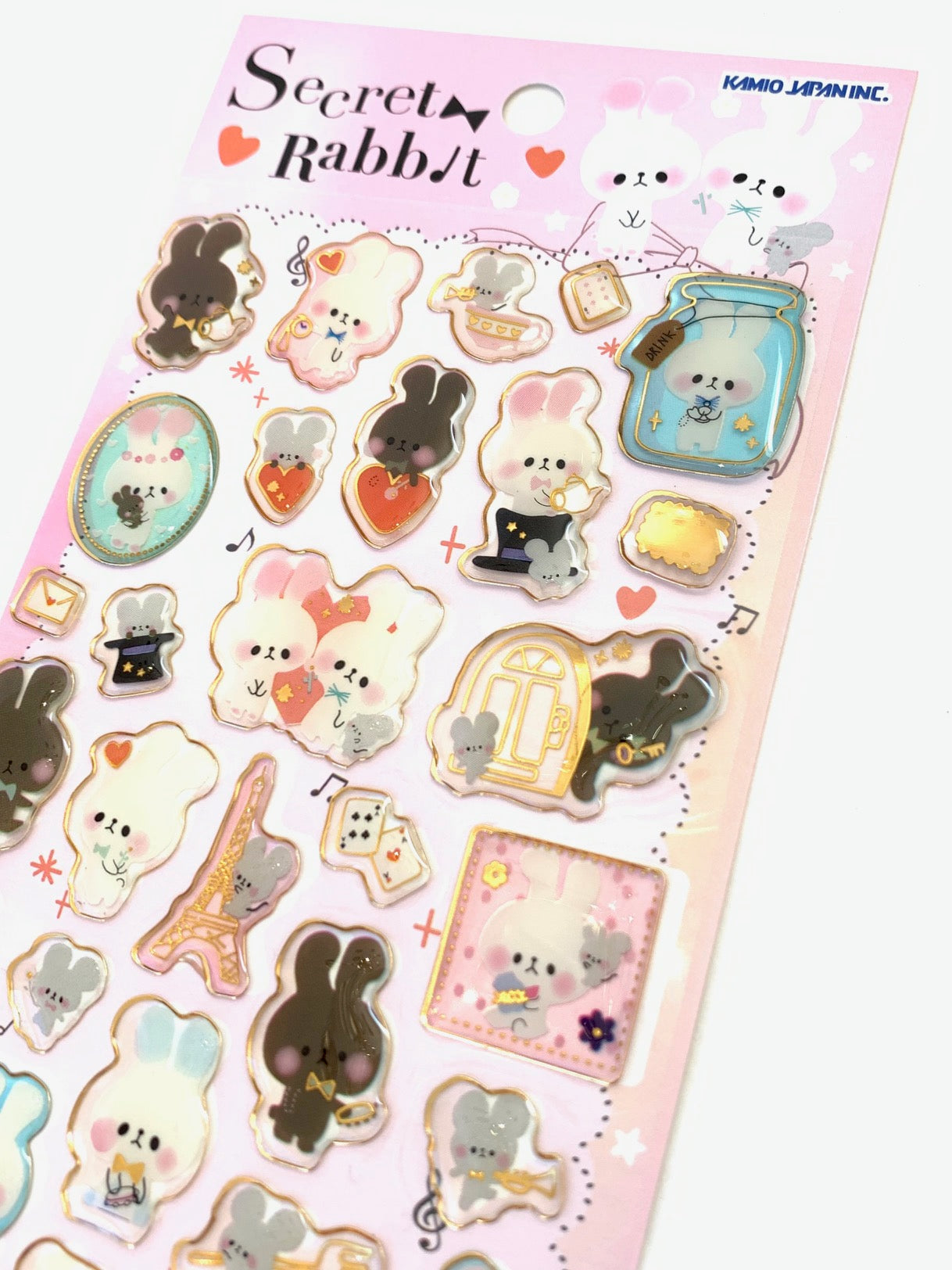 X 46310 KAMIO SECRET RABBIT PUFFY STICKERS-DISCONTINUED