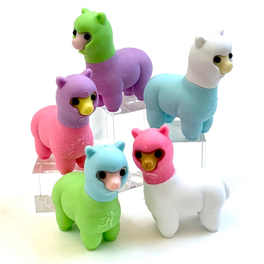 384611 Iwako Colorz Llama Erasers-1 box of 5 erasers