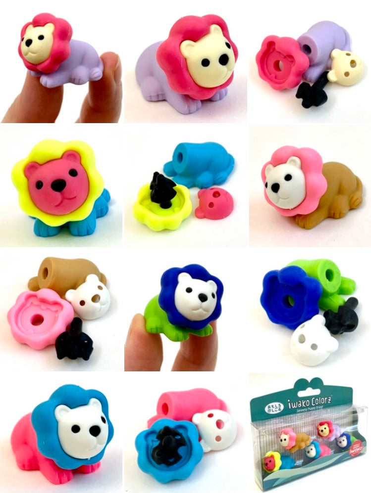 384581 Iwako Colorz Lion -1 box of 5 erasers