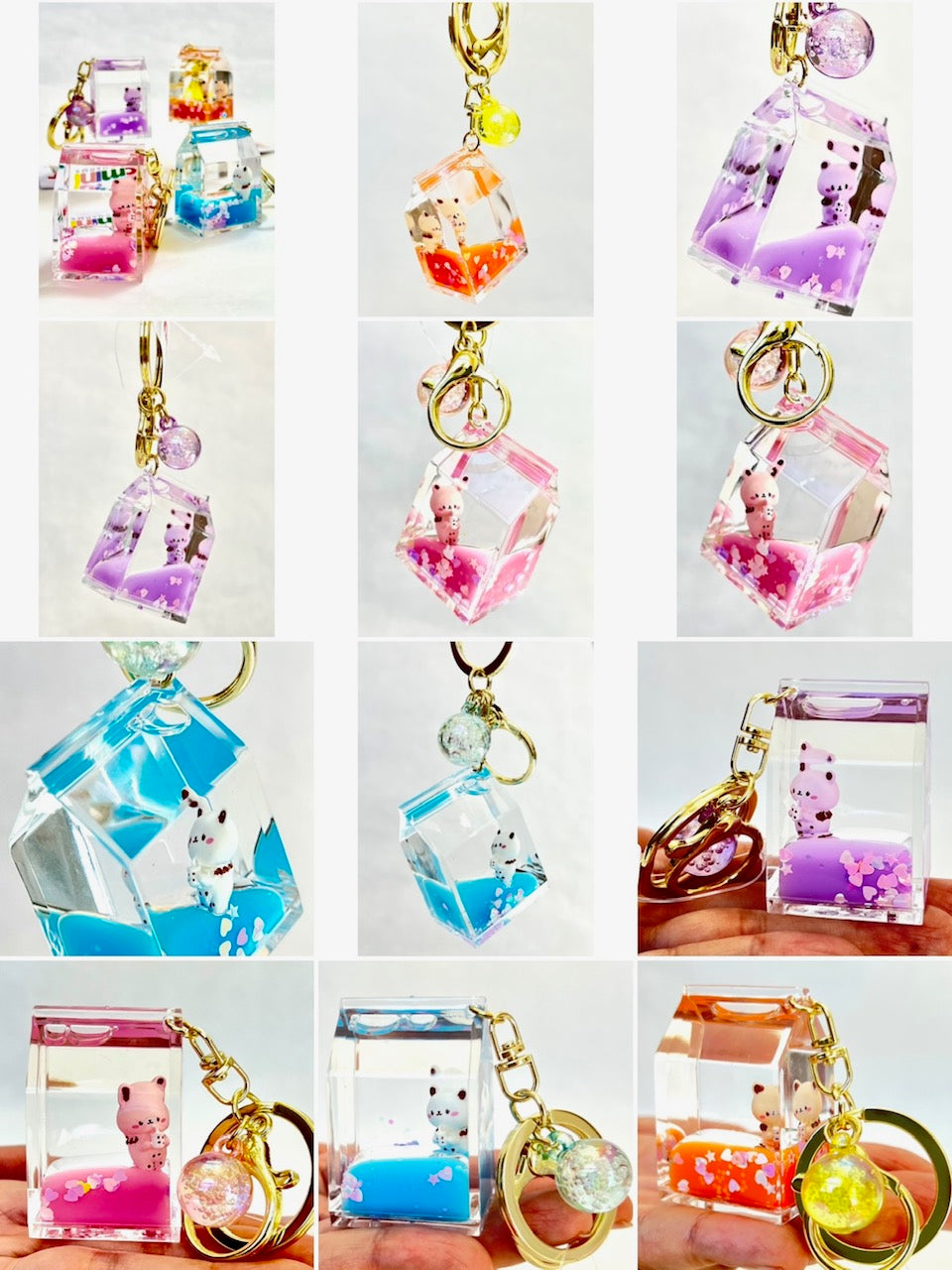 12089 KITTY MILK CARTON FLOATY KEY CHARM-12