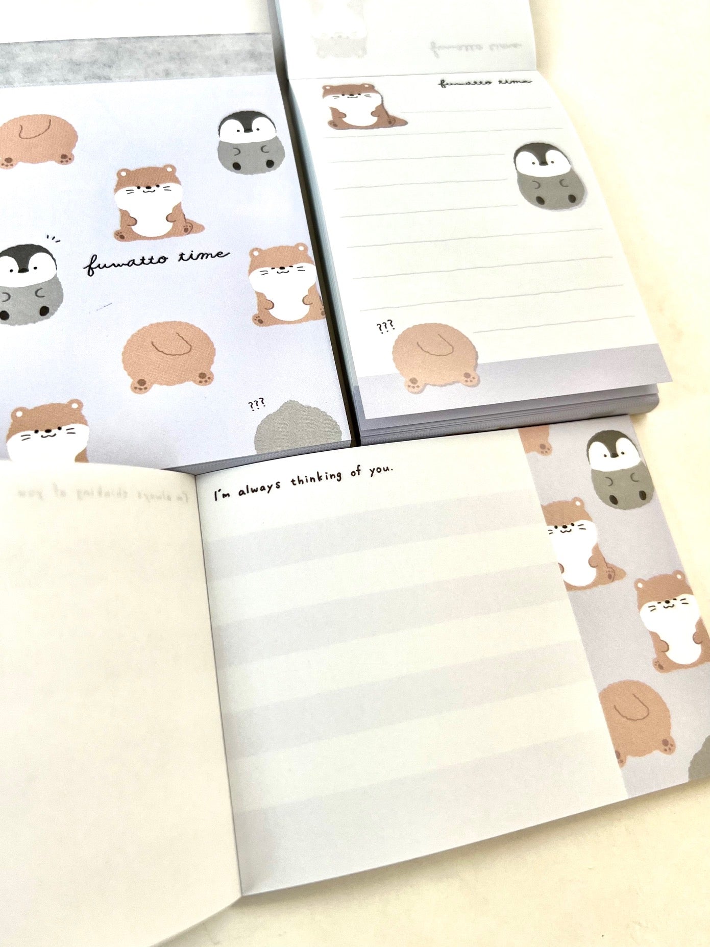 X 104553 Otter & Penguin Fuwatto Time CRUX Mini Notepad-DISCONTINUED