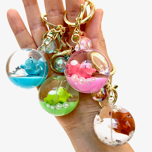 12056 SLEEPING ANIMAL BALL KEY CHARM-12