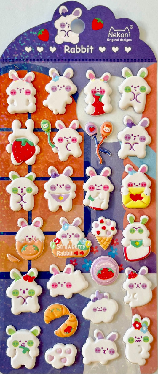 X 51025 BUNNY RABBIT PUFFY STICKERS-DISCONTINUED
