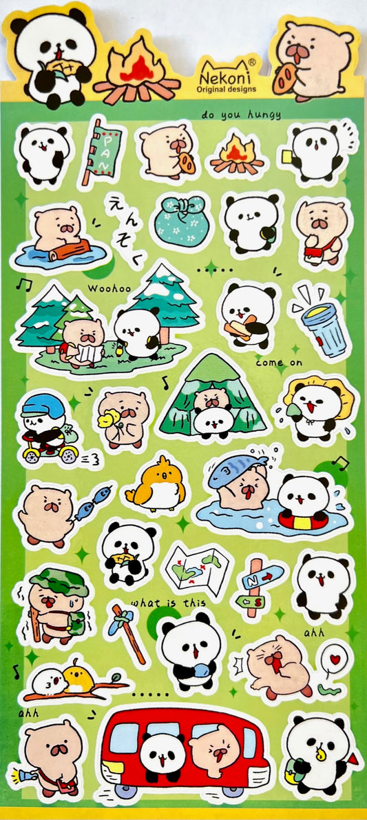 X 51057 PANDA AND BEAVER CAMPING STICKERS-DISCONTINUED