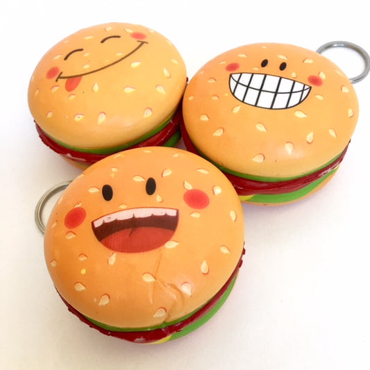 X 83321 HAMBURGER KEY RING SQUISHY-slow soft-DISCONTINUED
