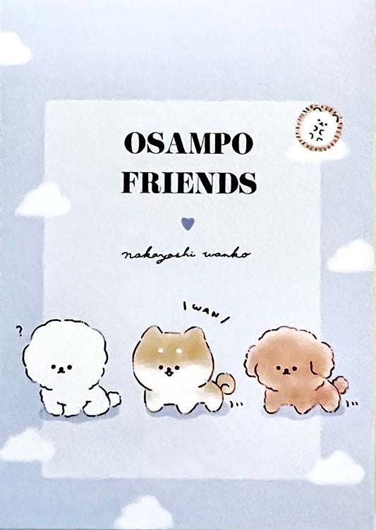 X 108907 Puppy Poodle Dog Osanpo Friends Mini Notepad-DISCONTINUED