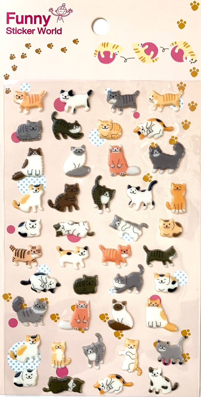 37696 CATS KOREAN PUFFY STICKERS-12