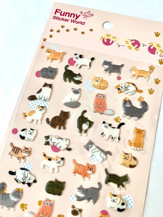 37696 CATS KOREAN PUFFY STICKERS-12