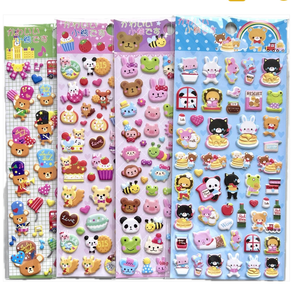 11012 Kawaii Animals Puffy Assorted Stickers-12