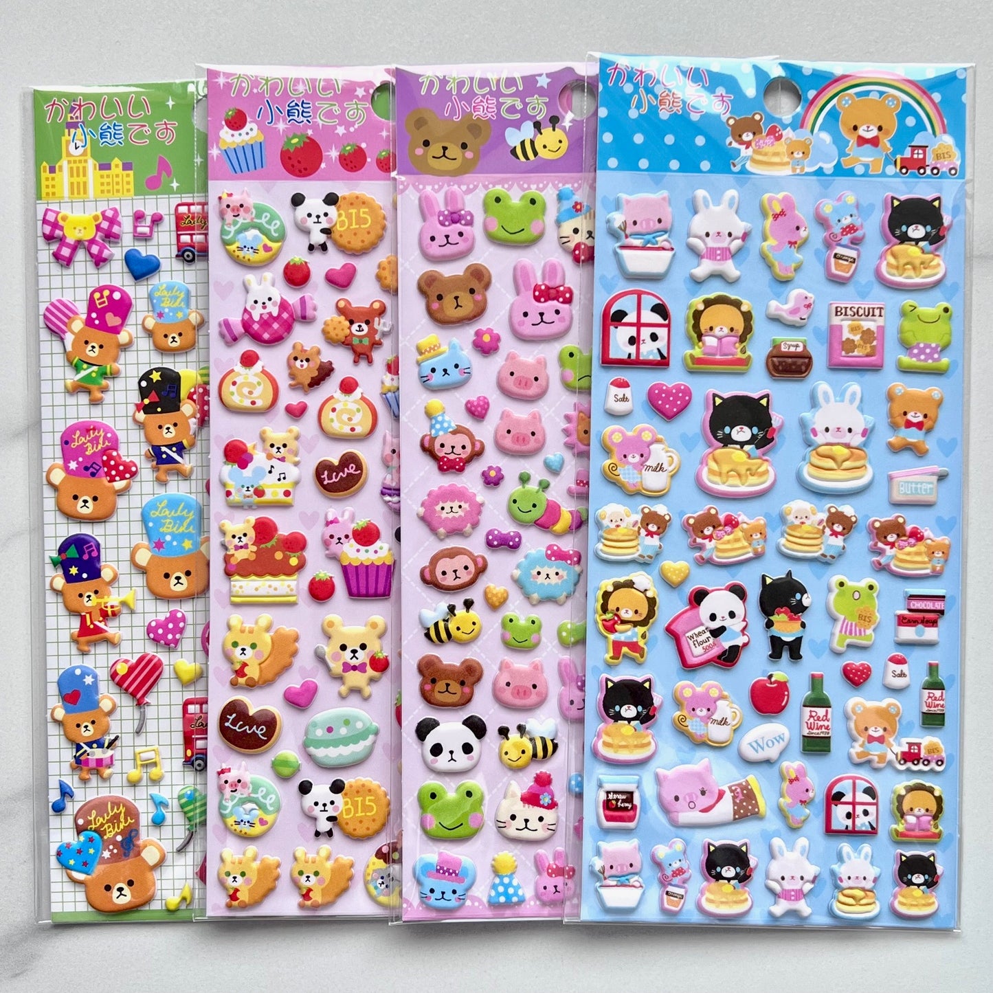 11012 Kawaii Animals Puffy Assorted Stickers-12