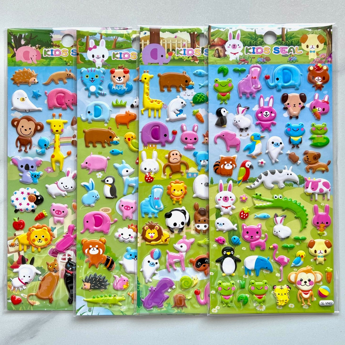 11013 Cartoon Animals Puffy Assorted Stickers-12