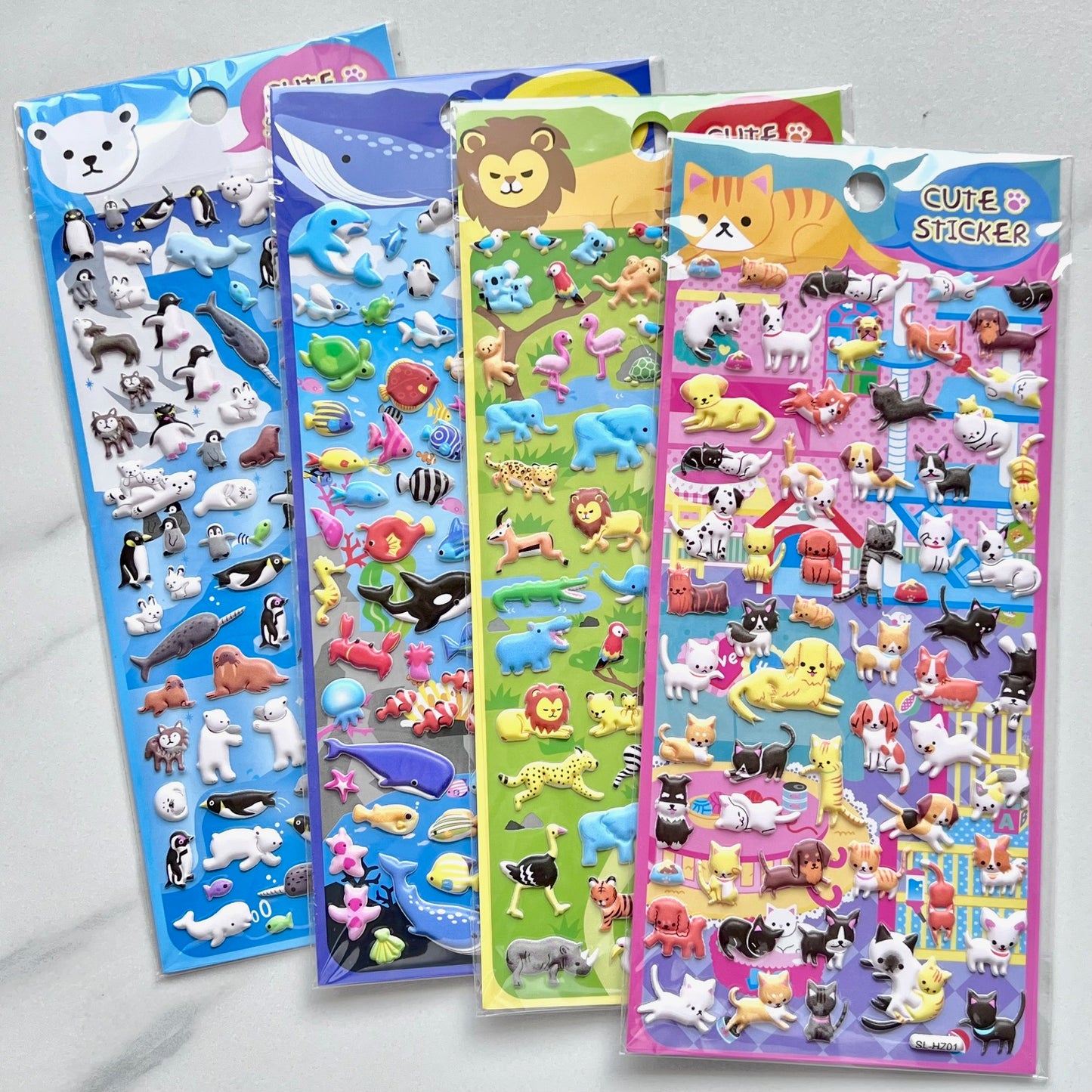 11014 Animals Puffy Assorted Stickers-12