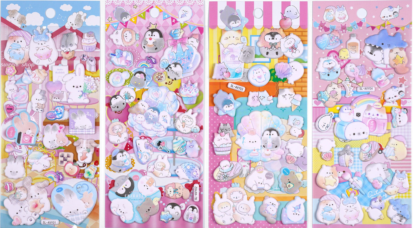 11015 Welcome Cat Puffy Assorted Stickers-12