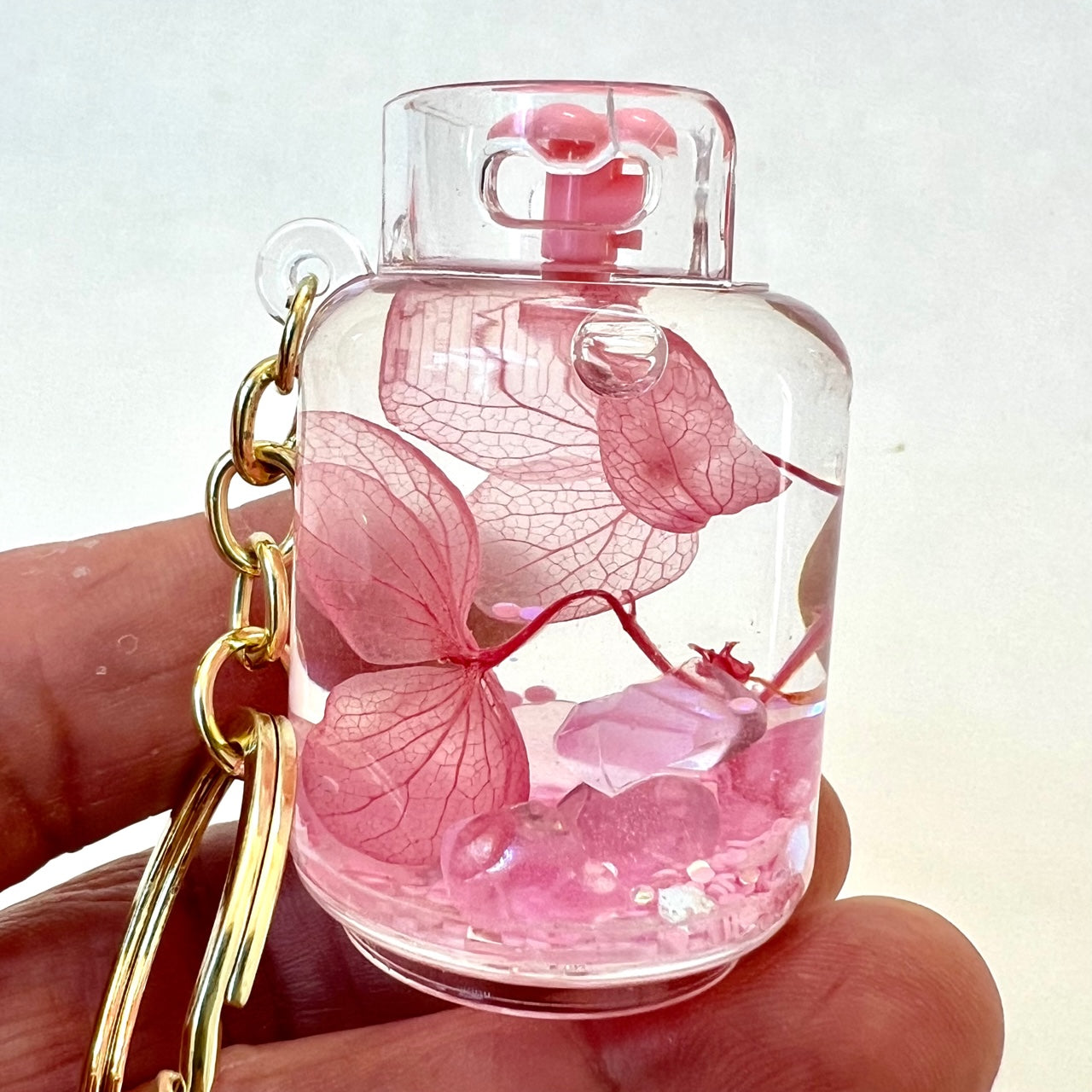 12127 PINK FLOWER COMBO FLOATY KEY CHARM-12